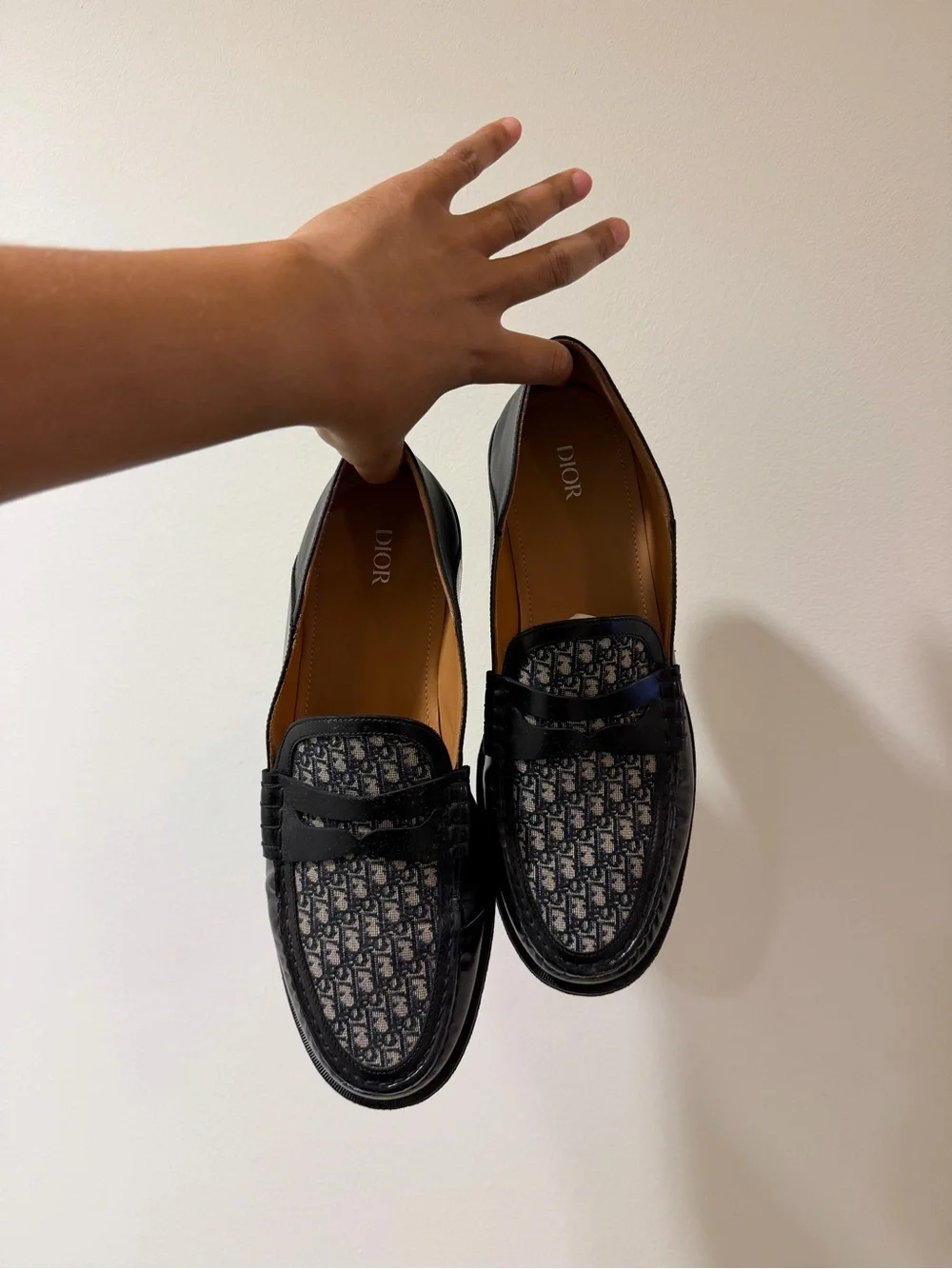 Dior Black and Navy Monogram Penny Loafers